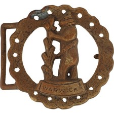 Fivela de cinto antiga de bronze Warwick Inglaterra Reino Unido bandeira Warwickshire década de 1960 comprar usado  Enviando para Brazil