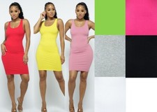 Novo Mini Vestido de Coquetel Bodycon Regata de Algodão Decote Redondo U Back 3001 comprar usado  Enviando para Brazil