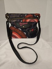 Bolsa tiracolo Desigual Brooklyn bordada couro lona média vermelha preta comprar usado  Enviando para Brazil