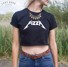* Camisa crop top pizza rock heavy metal grunge banda amor comer fatias comida * comprar usado  Enviando para Brazil