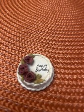 Antiga casa de bonecas artesanal em miniatura OOAK ornamentada decorada bolo rosa vermelho branco 1 polegada, usado comprar usado  Enviando para Brazil