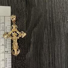 Pingente cruz crucifixo Inri Jesus ouro 14k corte diamante médio, usado comprar usado  Enviando para Brazil