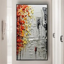 Pintura a óleo pintada à mão sobre tela pintura texturizada paisagem abstrata chuvosa comprar usado  Enviando para Brazil