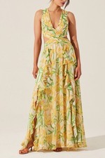 Usado, Vestido maxi ASTR Noya estampa amarelo verde floral tamanho G original. US$ 178 NOVO comprar usado  Enviando para Brazil