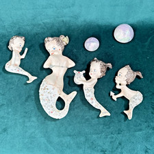 Arte de parede cerâmica vintage sereia mãe e bebês com bolhas para decoração de banho, usado comprar usado  Enviando para Brazil