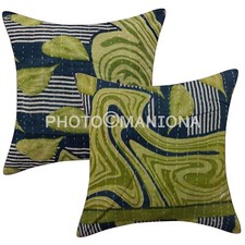 Almofada acolchoada verde floral Kantha capa de travesseiro decoração sofá/cama 2 peças, usado comprar usado  Enviando para Brazil