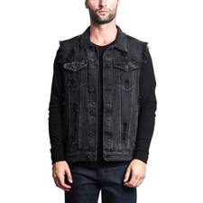 Colete jeans sem mangas moda masculina furo rasgado casual vintage top comprar usado  Enviando para Brazil