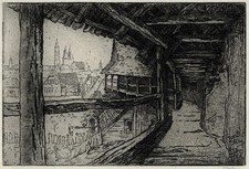Gertrude Keeling - Gravura a lápis assinada - Nas paredes de Rothenburg Alemanha, usado comprar usado  Enviando para Brazil