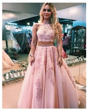 Vestido Quinceanera Rosa Personalizado Renda 2 Peças Apliques Vestido Para Quinceaneras comprar usado  Enviando para Brazil