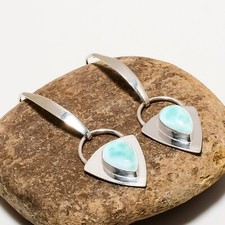 Usado, Brinco Larimar feito à mão prata esterlina 925 pedra preciosa tons azuis comprar usado  Enviando para Brazil