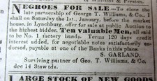 1852 Lynchburg VIRGÍNIA jornal pré-Guerra Civil com 2 ADS - ESCRAVOS NEGROS para VENDA comprar usado  Enviando para Brazil