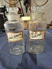 Rueda de frascos de boticario vintage. Zingib. y azufre de farmacia... etiquetas de vidrio segunda mano  Embacar hacia Mexico