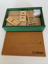 Conjunto de dominós de madeira LL Bean tamanho grande 28 peças caixa de armazenamento de madeira para acampamento comprar usado  Enviando para Brazil