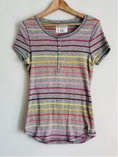 Camiseta feminina Aeropostale Y2K listrada gola redonda Henley manga curta tamanho XL comprar usado  Enviando para Brazil