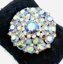 Usado, Broche de strass KRAMER NY cúpula azul gelo AB assinado joia vintage comprar usado  Enviando para Brazil