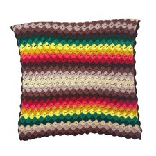 Colcha de crochê listrada vintage feita à mão cobertor afegão marrom, vermelho, amarelo, verde comprar usado  Enviando para Brazil