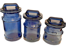cobalt glass blue 3 canisters for sale  Columbia