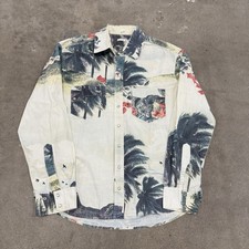 Camisa OSKLEN PALM TREE ESTAMPA TOTAL PÉROLA BOTÃO DE PRESSÃO ALGODÃO GG, usado comprar usado  Enviando para Brazil