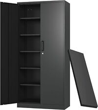 Armário de armazenamento de metal com portas e prateleiras, 71 armário de armazenamento de garagem com trava comprar usado  Enviando para Brazil