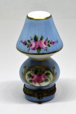 CAIXA LIMOGES FRANCE - CHAMART - ABAJUR DE MESA AZUL FLORAL - ROSAS ROSAS ROSAS comprar usado  Enviando para Brazil
