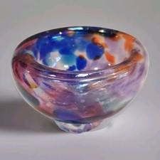 Tigela de parede dupla de vidro artístico soprada à mão multicolorida azul vermelho roxo azul-petróleo transparente comprar usado  Enviando para Brazil