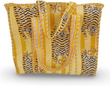 Bolsa tote acolchoada Yellow Tiger tamanho grande | Bolsa de ombro indiana de algodão feita à mão comprar usado  Enviando para Brazil