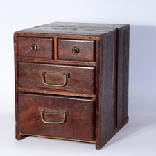 Gaveta de madeira japonesa vintage pequena caixa de costura baú Tansu Haribako WBX296 comprar usado  Enviando para Brazil
