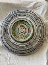 Tigela de revista reciclada papel enrolado arte popular artesanal boho hippie caixa 4/5, usado comprar usado  Enviando para Brazil