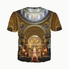 Nova Camiseta Church Golden Mural Feminina Masculina Estampa 3D Manga Curta, usado comprar usado  Enviando para Brazil
