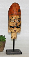 Usado, Busto de cabeça de homem marionete de madeira vintage em suporte original antigo esculpido à mão pintado comprar usado  Enviando para Brazil