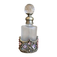 Frasco de perfume vintage pequeno de vidro vazio recarregável fosco brilhante enfeitado comprar usado  Enviando para Brazil