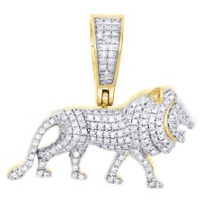 Pingente masculino 0,60 ctw simulado diamante folheado a ouro amarelo 14K leão ambulante 1" comprar usado  Enviando para Brazil