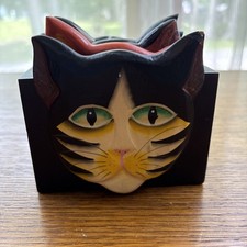 Juego de posavasos de madera para gatos con carrito, juego de 5 piezas posavasos caprichosos y soporte segunda mano  Embacar hacia Mexico