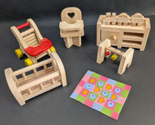 Carrinho de bebê Ryans quarto berço cadeira alta brinquedos móveis de madeira para casa de bonecas, usado comprar usado  Enviando para Brazil