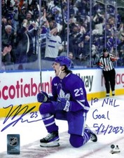 Matthew Knies Toronto Maple Leafs assinado 8" x 10" primeira foto de gol da NHL com mais comprar usado  Enviando para Brazil