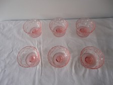 copos de sobremesa de vidro rosa vintage - Conjunto de 5 - Foto mostra 6, mas apenas 5 comprar usado  Enviando para Brazil