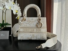 Bolsa Dior Lady D-Lite ouro branco bordada borboleta ombro grande comprar usado  Enviando para Brazil