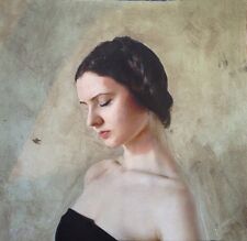 Usado, William Barra Original De Lona "saber" Raven Cabelo Pretty Woman Pintura Menina comprar usado  Enviando para Brazil