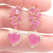 Brincos aquecidos de pedra preciosa rosa rubi, topázio místico rosa e zircão branco prata 925, usado comprar usado  Enviando para Brazil