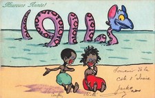 Illustrated postcard happy d'occasion  Expédié en Belgium