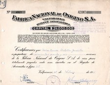 CHILE, DOCUMENTO, ACCIONES, FABRICA DE OXIGENOAÑO 1961 #DOC002 comprar usado  Enviando para Brazil