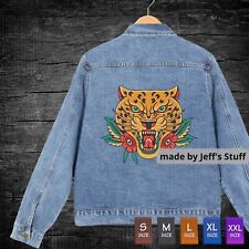 Jaqueta jeans masculina Jaguar tatuagem old school estampada DTG vestuário jeans com bolso comprar usado  Enviando para Brazil