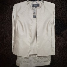 Terno saia champanhe bordado feminino KASPER 3 peças jaqueta, regata e saia 20W, usado comprar usado  Enviando para Brazil