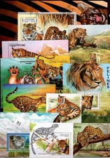 COLECCIONES PA 12S/S - CTO - GATOS SALVAJES - LEONES - TIGRES - LEOPARDOS - FAUNA  segunda mano  Embacar hacia Mexico