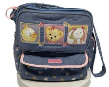 Bolsa tote de fraldas Blue Jean ursinho de pelúcia molas flor garrafa demin bebê comprar usado  Enviando para Brazil