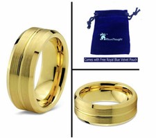 Anel de aliança de casamento ranhura brilhante escova ouro carboneto de tungstênio gravação a laser grátis comprar usado  Enviando para Brazil