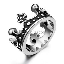 Anel unissex feminino vintage Crown Design prata aço inoxidável masculino tamanho 6-12 comprar usado  Enviando para Brazil