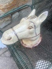 Usado, ARTE POPULAR antiga/antiga pintada à mão placa de montagem de busto de cabeça de cavalo de gesso pintado à mão comprar usado  Enviando para Brazil