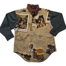 Camisa polo infantil vintage Ralph Lauren Lake Mohawk Sportsmans LS botão para cima juventude G, usado comprar usado  Enviando para Brazil