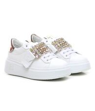 Tênis/sapatos femininos GIO+ tamanho EUA 8 EU 39 couro branco com pedras de ouro rosa comprar usado  Enviando para Brazil